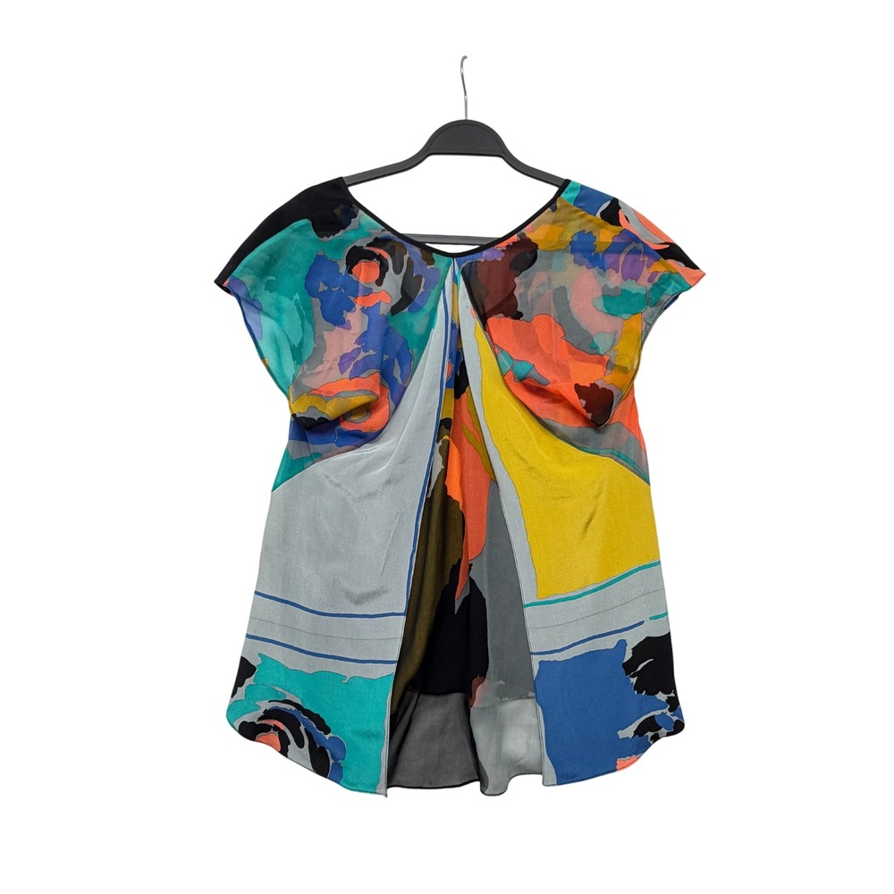 Tracy Reese Anthropologie Multicolor 100% Silk Geometric Blouse Top S NWOT New - Picture 5 of 9